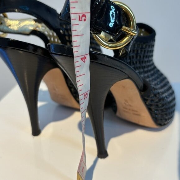 Giuseppe Zanotti Black Hidden  Platform Stiletto peep toe Sandals Size 6.5 - Picture 9 of 11